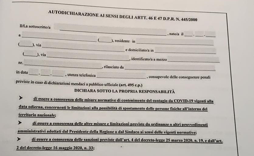 autocertificazione falsa non reato